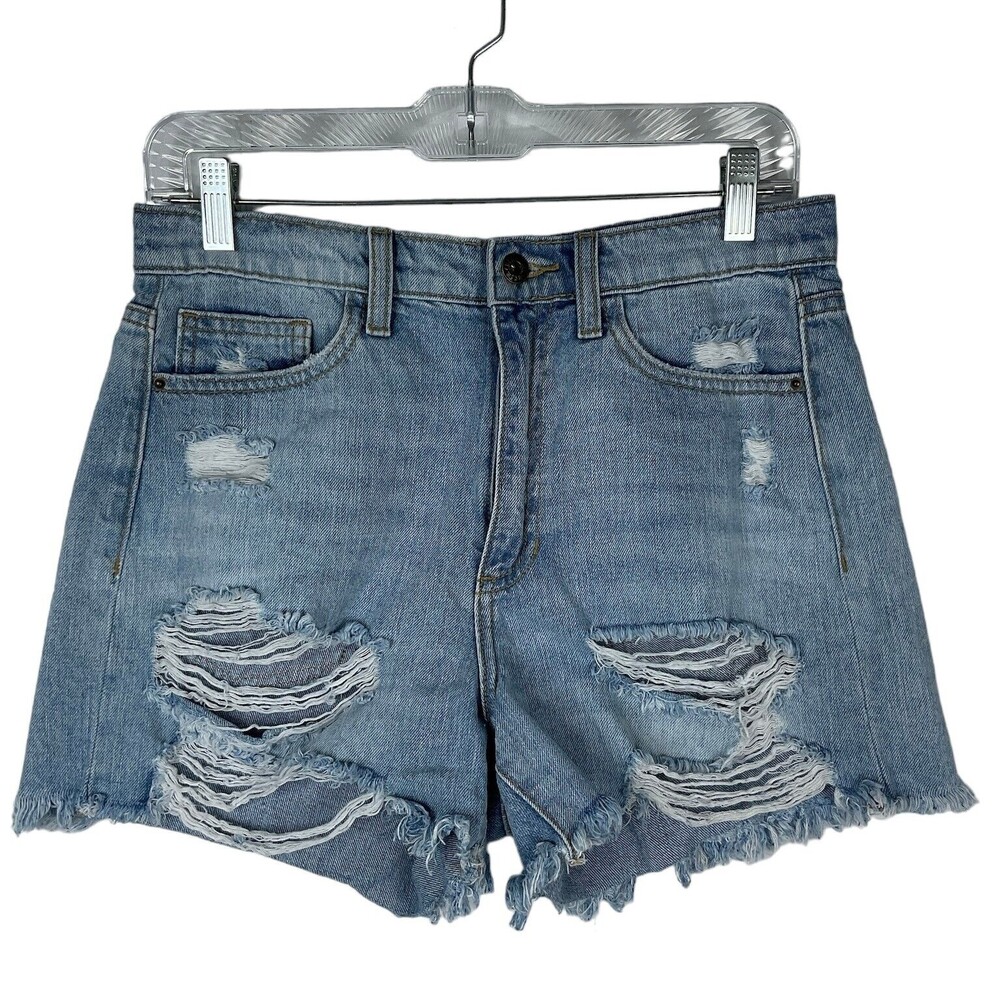 Cut Off Shorts Womens Sneak Peek Vintage Blue Denim High Waist Distressed Size M